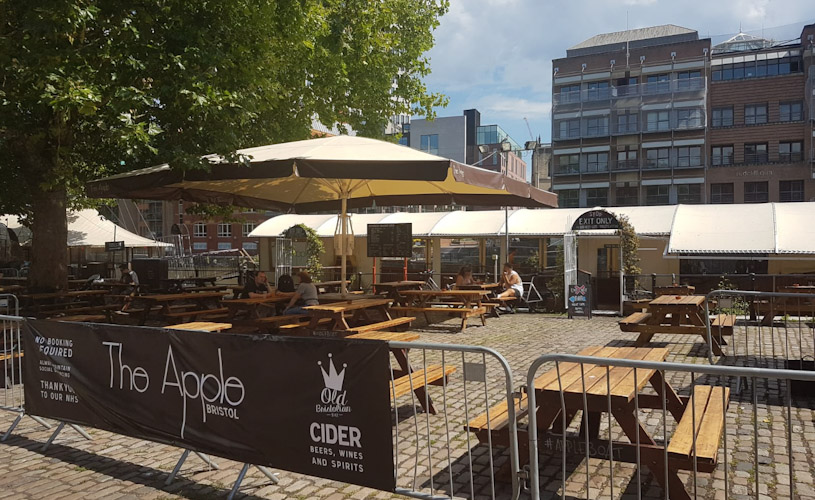 Quayside terrace at The Apple Bristol